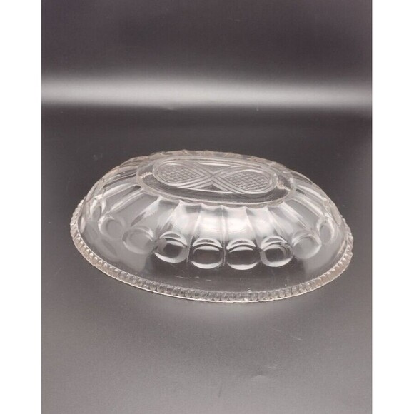 Vintage Depression Glass Pink Clear Candy Nut Dish Scalloped Oval Infinity READ - Picture 3 of 9
